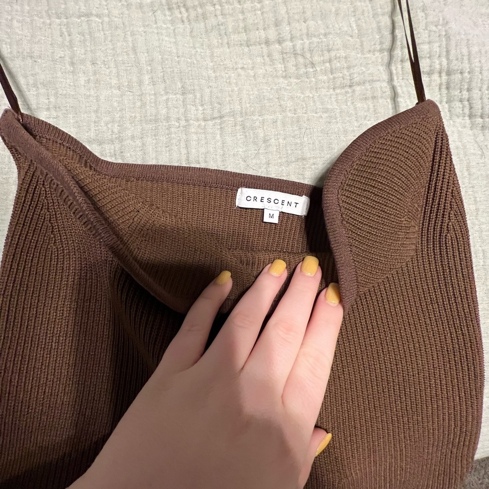 Crescent chocolate tube top. Size medium. Never worn